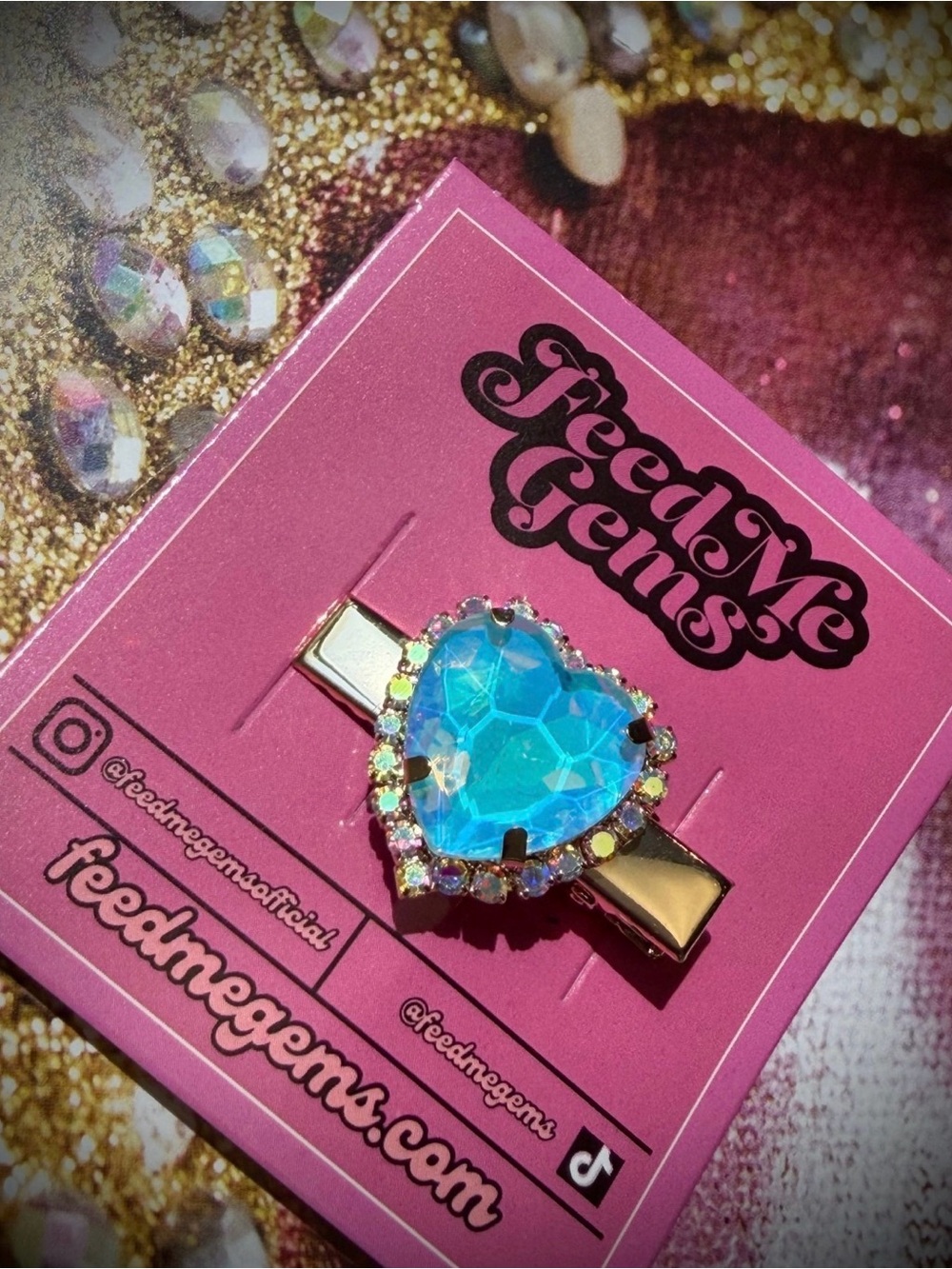 FeedMeGems Blue Heart Signature Crystal Hair Candy Clip